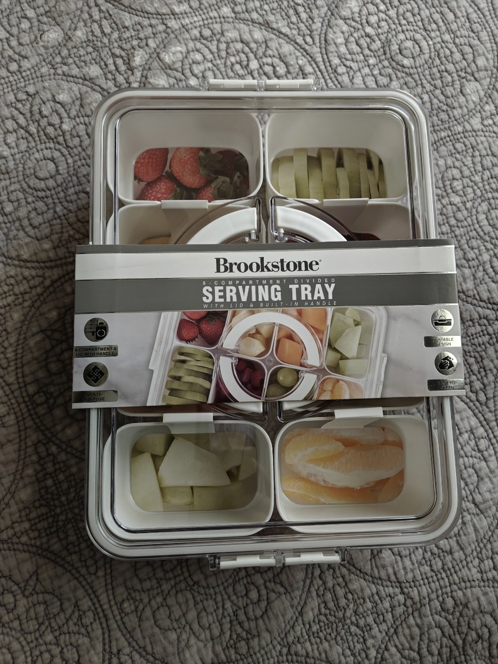 Brookstone White and Clear 8-Compartment Divided Serving Tray
